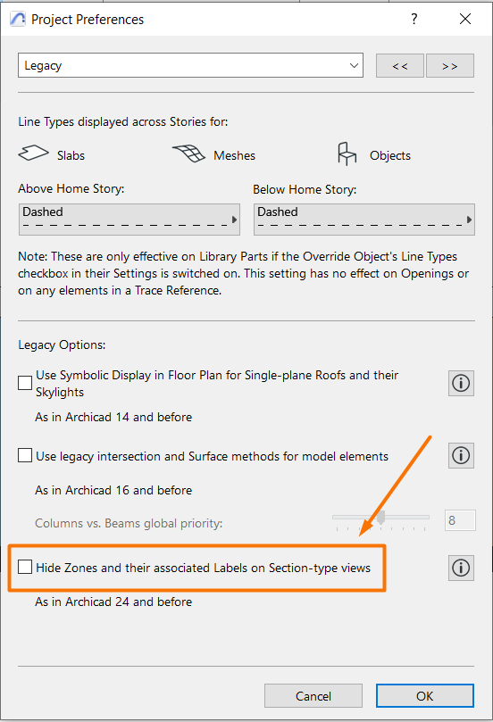 Legacy preferences for Zones