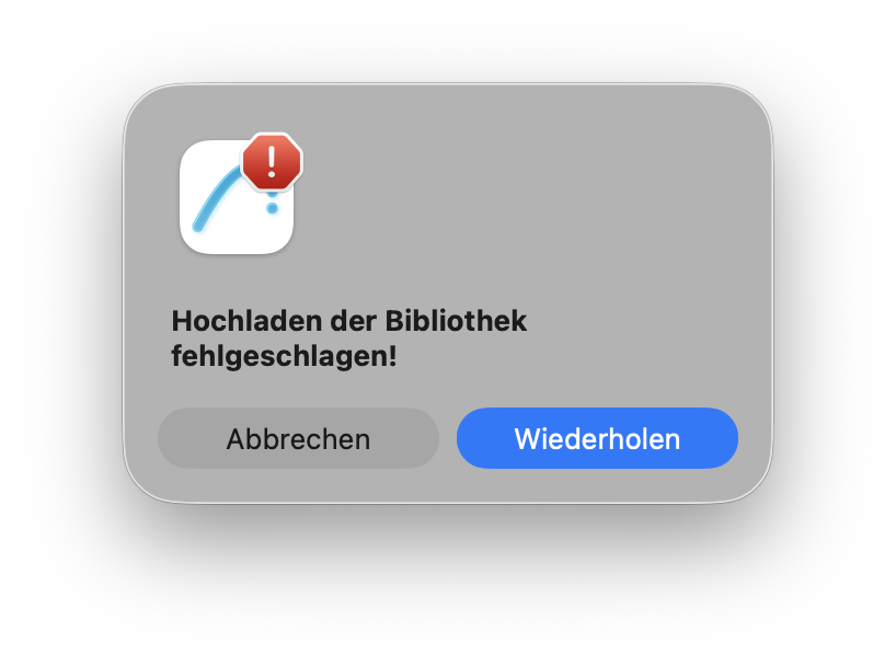 Hochladen der Bibliothek fehlgeschlagen!
