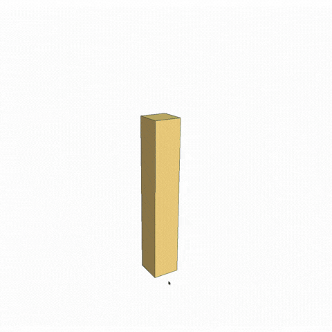 Colonne rectangulaire 3D de couleur ocre claire sur fond blanc vue en perspective, représentant un pilier droit isolé sans autres éléments du modèle autour.
