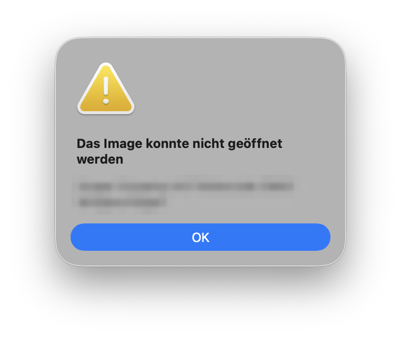 macOS Warnung, wenn versucht wird das Archicad Disk-Image zu öffnen: "Das Image konnte nicht geöffnet werden."