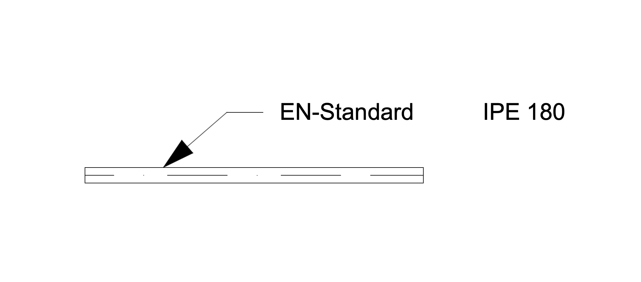Ergebnisansicht des platzierten Etiketts. Die benutzerdefinierte IFC-Eigenschaft **EN-Standard** wird zusammen mit ihrem zugeordneten Wert **IPE 180** erfolgreich am Bauteil angezeigt.