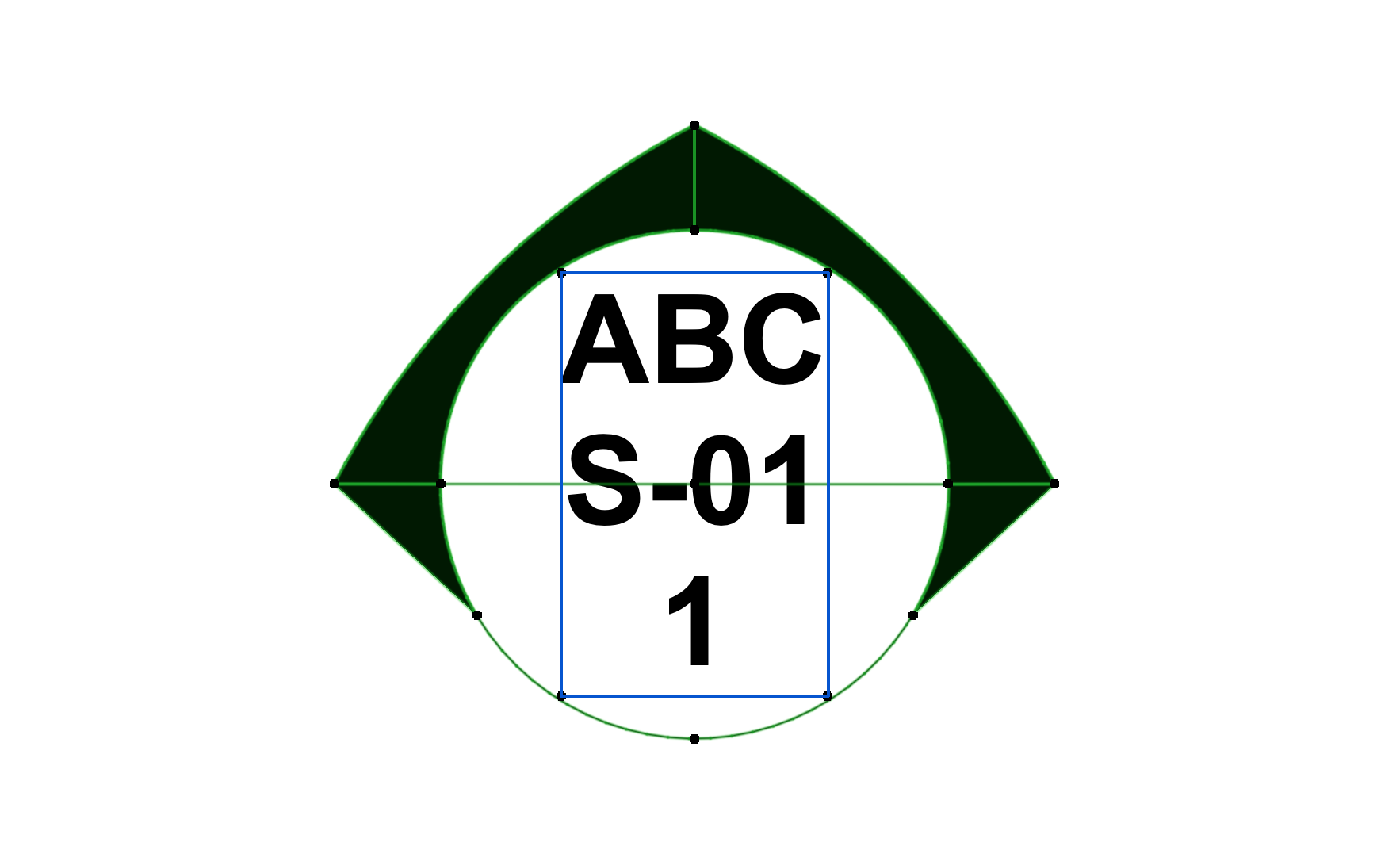 Markersymbol mit Schraffuren, Linien und Texten manuell erstellt im Grundriss.