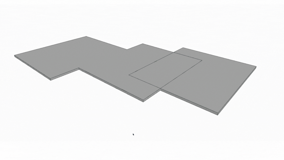 Die Konturen der übrigen Decken werden mit dem Zauberstab zum Polygon der ausgewählten Decke hinzugefügt. Anschließend werden die als Vorlage verwendeten Decken gelöscht.